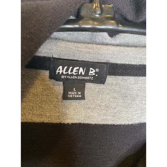 Allen B. Allen Schwartz Ponte Knit Stripe Zip Ruffle Cardigan EUC Sz Lg Cotton - Picture 5 of 13